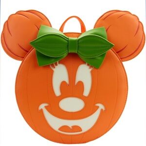 Loungefly Disney Glow Minnie Pumpkin Backpack NWT